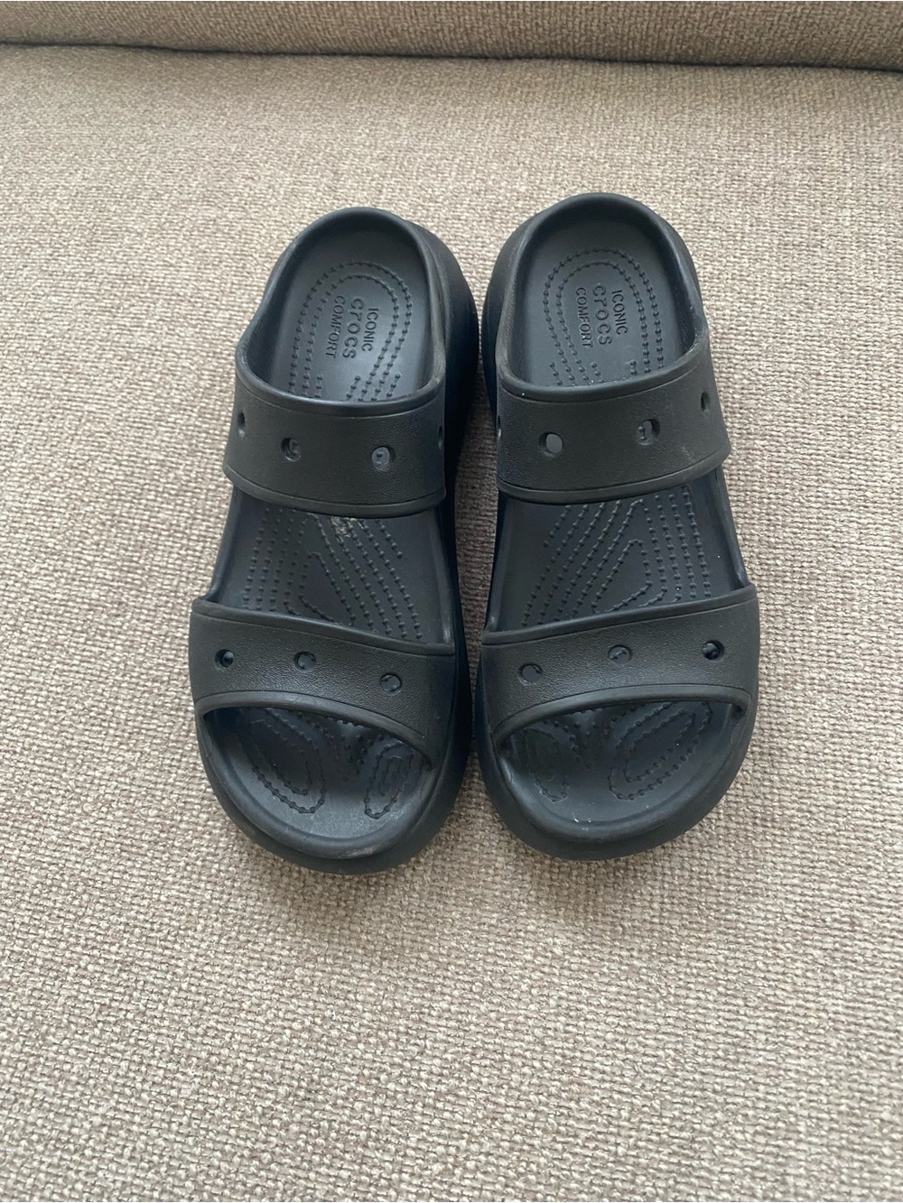 CROCS Women's Black Double-Strap Platform Slide Sandals - Picture 5 of 7